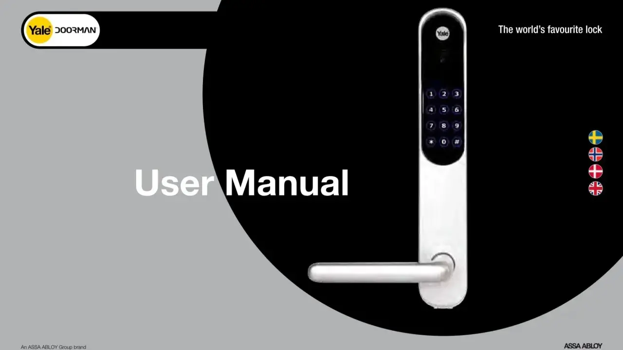 Yale Doorman, en smart lås med knappsats för din masterkod. Användarmanualen visar hur du installerar och använder ditt Yale Doorman.