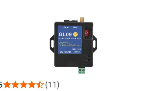 Svart larm GSM-enhet, modell GL09, med 8 larmingångar och 4G/3G-stöd. Perfekt för säkerhetssystem.