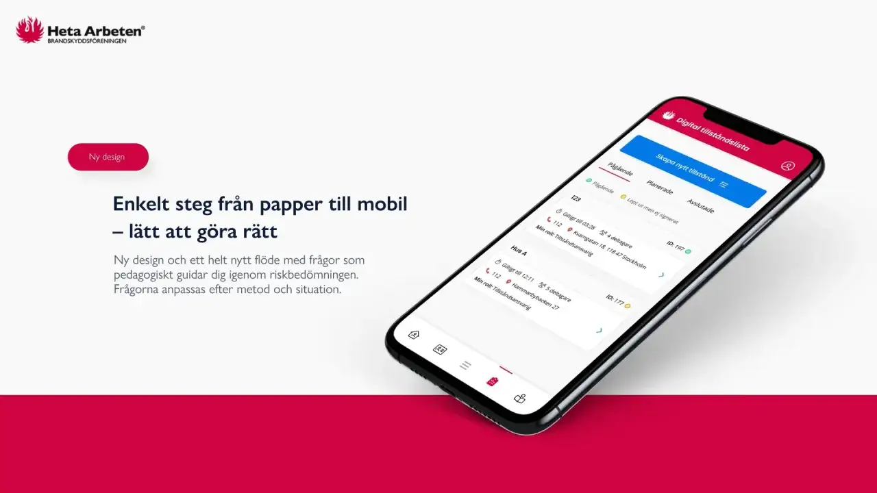 Enkel digital tillst&aring;ndslista f&ouml;r heta arbeten. Appen guidar dig genom riskbed&ouml;mningar, ers&auml;tter papper och g&ouml;r det l&auml;tt att g&ouml;ra r&auml;tt.